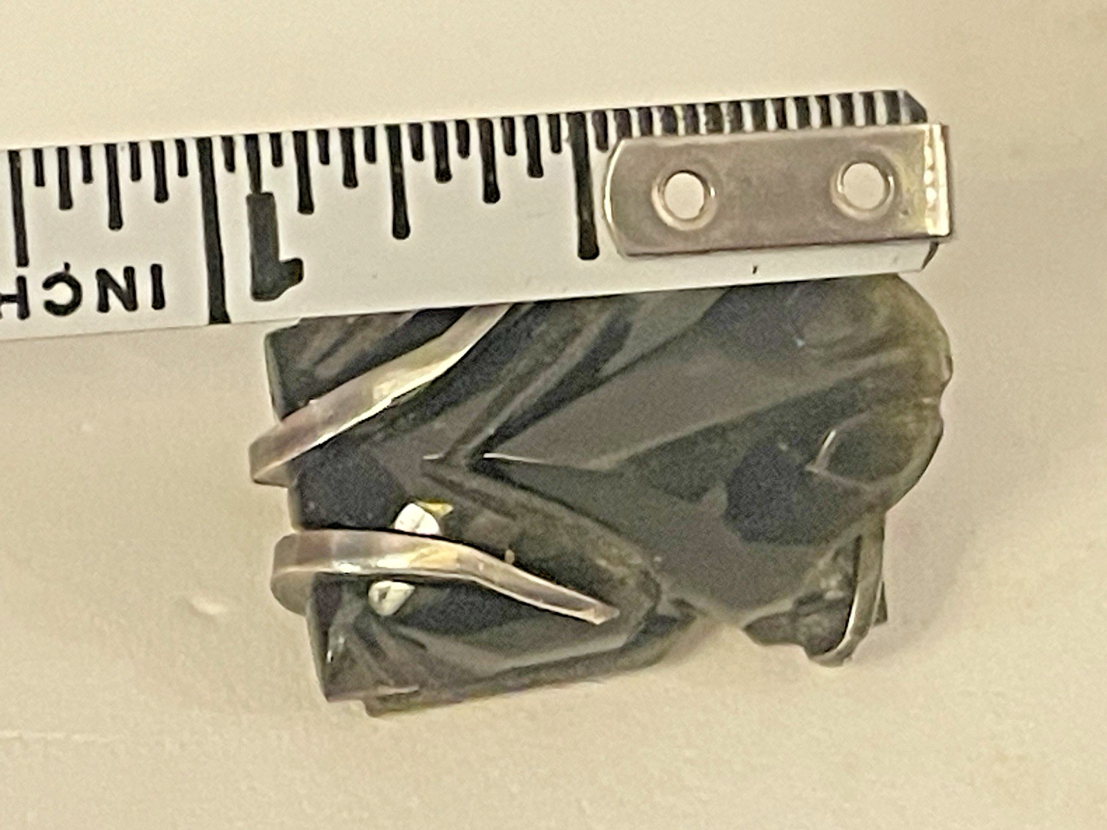 Frog Toad Brooch Tiny Sterling Silver Cabochon Gr… - image 12