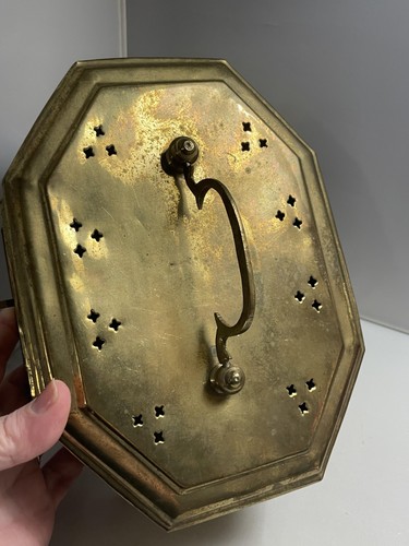 Vintage Brass Lidded Cricket Box Octagon Pierced with Handle for Treasures - Picture 9 of 16