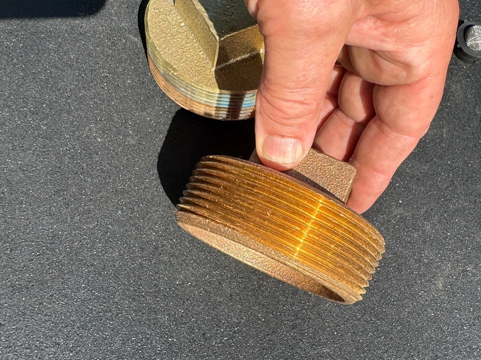 LOT { 2} * RED Brass pipe 3" Cleanout/Plug Threaded Brass Square Head Heavy Duty - Image 3 of 4