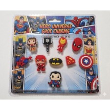 Hero Universe Shoe Charms Set of 10 Superhero PVC Clog Pins Marvel DC Comics