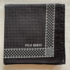 VTG Handkerchief Black White Line Lattice Pattern Pocket Square Cotton 18" K1