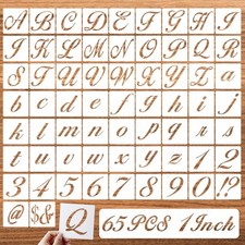 1 Inch Letter Symbol Stencils for Painting on Wood, 65 Pcs Alphabet Drawing Temp