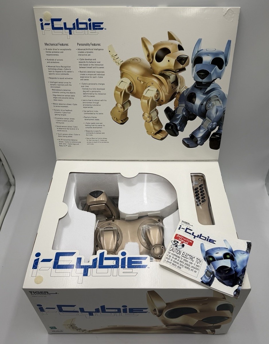 Tiger Electronics i-Cybie Robotic Dog Gold w/ Remote & Box TESTED