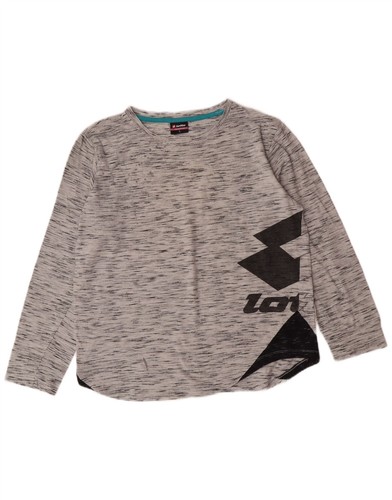 Lotto, LOTTO Womens Oversized Graphic Top Long Sleeve UK 10 Small Grey Flecked AK05