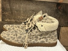 Toms Highlands Botas Leopard Burlap High Top Faux Sherpa Lined Womens 10