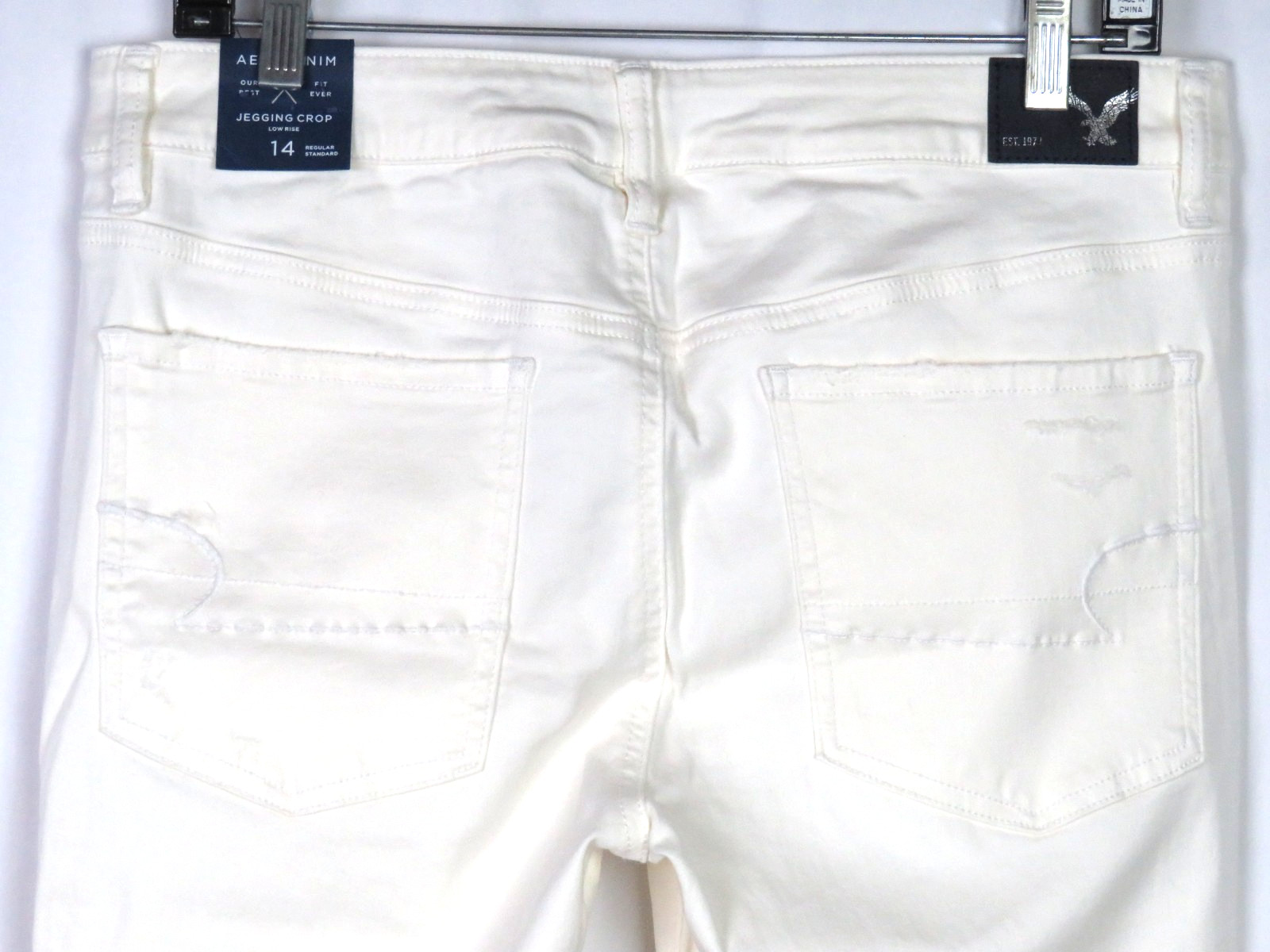 NEW! American Eagle Off-White Stretch Low-Rise Jegging Crop Jeans Women's 14 NWT thumbnail 6