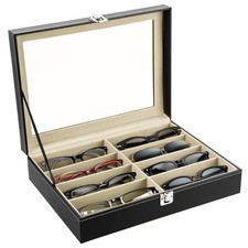 MYFULLY 8 Slot Eyeglass Sunglass Storage Box PU Leather Multi Medium, Black