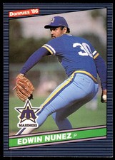 Edwin Nunez 1986 Leaf #66 Seattle Mariners MLB READ FREE SHIPPING AutographDen