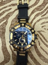 Invicta Men's Watch 39187 Bolt Quartz Chronograph Gold Blue Dial Rubber 52mm