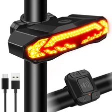 Anti-Theft Bike Tail Light with 7-Level Vibration Alarm Turn Signals/Horn USB-C