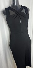 Windsor Black Sleeveless Dress Peek Hole Front Elegance Classic Bodycon Size L