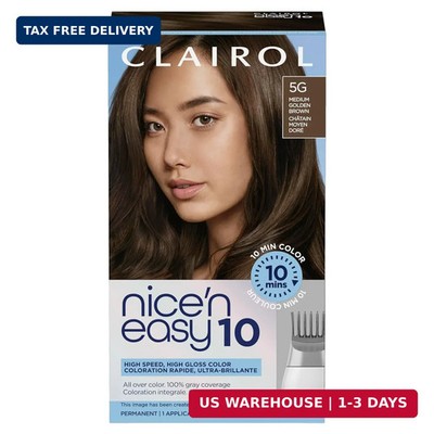 Clairol Nice'N Easy 10 Permanent Hair Dye, 5G Medium Golden Brown Hair Color, Pa