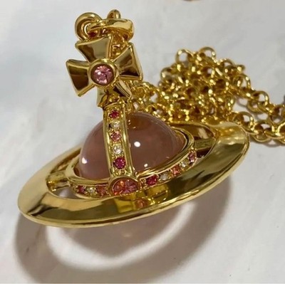 Vivienne Westwood Small Orb Necklace Pendant Pink Gold 4.5cm with
