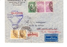 GRAF ZEPPELIN 1933 RIO DE JANEIRO, BRASIL TO LAKEHURS, LONG ISLAND, NY ENVELOPE