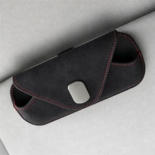 Magnetic Sunglasses Holder for Car Sun Visor Leather Eyeglass Case Metal Clip US
