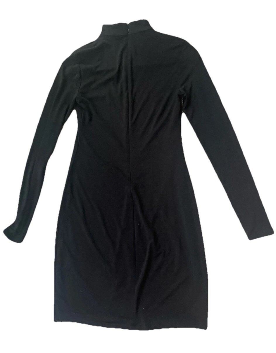 Express Solid Black Long Sleeve High Neck Cutout … - image 2