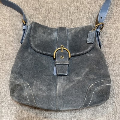 Y2K Vintage Coach Soho Crossbody Blue Suede Bag GOOD CONDITION