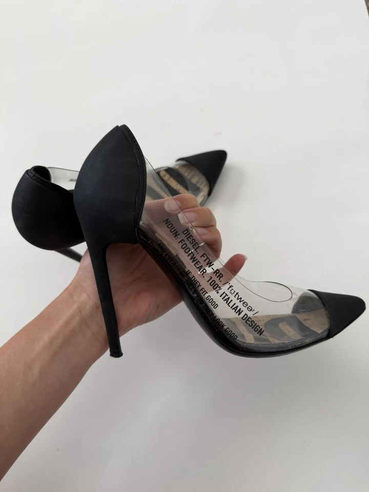 Zapatos de salón Diesel transparentes de PVC con punta negra talla EU 37 / US 6,5 usados Foto 4 de 4