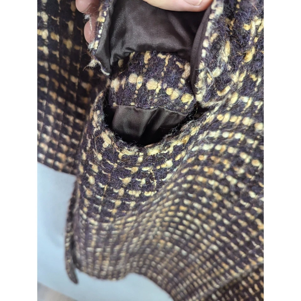 Abrigo para mujer Anne Klein pequeño marrón lana mohair mezcla de alpaca cinturón abotonado Foto 4 de 4