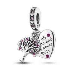MULA New European 925 Silver Charm Pink AAA CZ Heart Tree For Women Bracelet