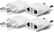 4 Pack US to EU Plug Adapter Type C European Travel Outlet Converter for Europe