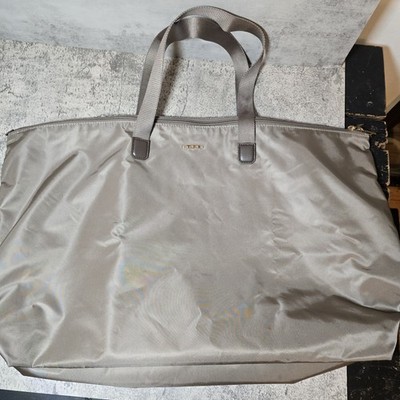 Tumi Just In Case Travel Tote Bag Packable Gray Leather Trim