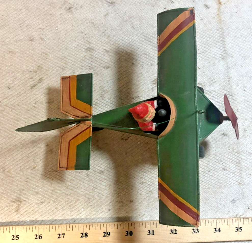 Department 56 Tin Metal Airplane with Santa Christmas Themed Plane (C)