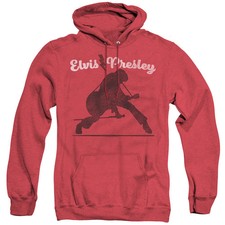 Elvis Presley Overprint Heather Mens Hoodie Red Officially Licensed
