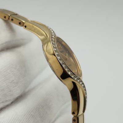 Seiko Ladies Gold Tone w/ Crystal Accent Solar Quartz Watch V115