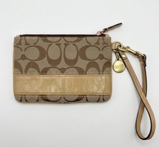 Coach Wristlet Wallet Vintage Beige Y2K Signature Canvas