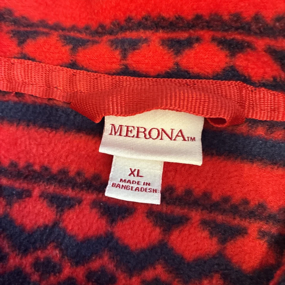 Women’s MERONA Full Zip Fleece Jacket Red Geometric Print size XL - Image 3 of 4