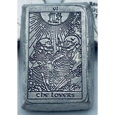 1 Ozt MK BarZ "The Lovers" Tarot Card Weight Bar .999 Fine Silver