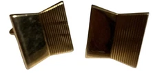 Swank Vintage Ribbed Design Cuff Links - Gold Tone Designer Cuff Links