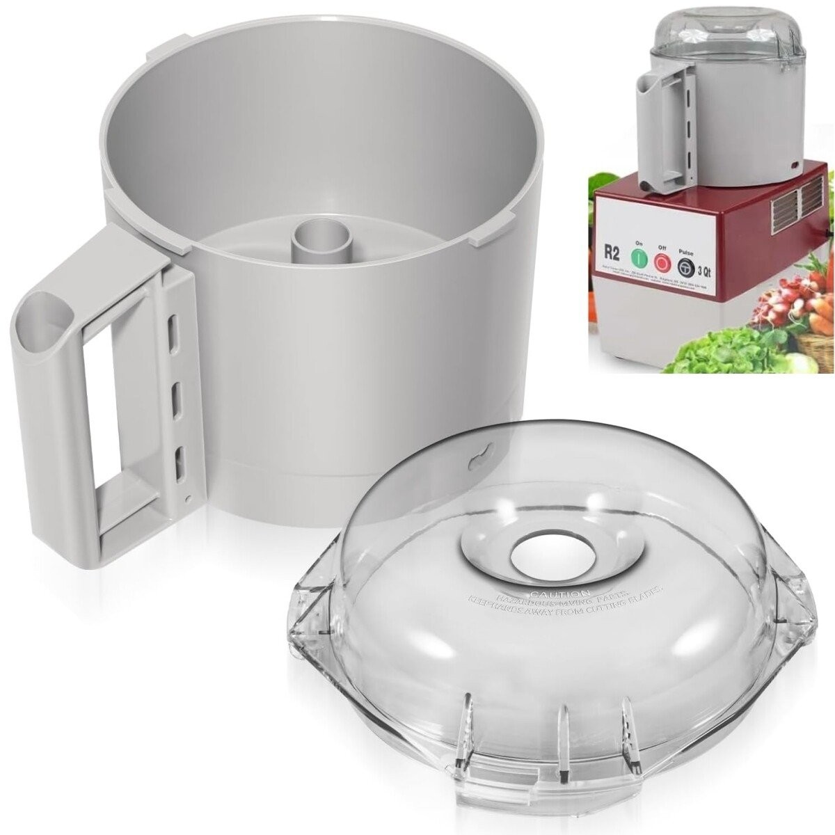 For Robot Coupe R2 3L Gb, R2 DICE 106458S Cutter Bowl Lid & 112204S Cutter Bowl