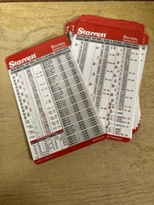 Starrett Decimal Metric Tap Drill Machinist Pocket Chart Cards (20 cards)