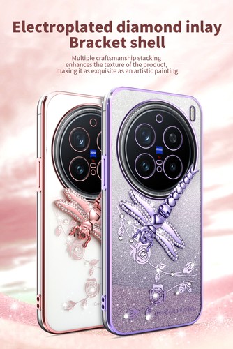 For vivo X200 Pro, Fashion Bling Glitter Butterfly Stand Soft Clear Cover Case - 第 8/20 張圖片