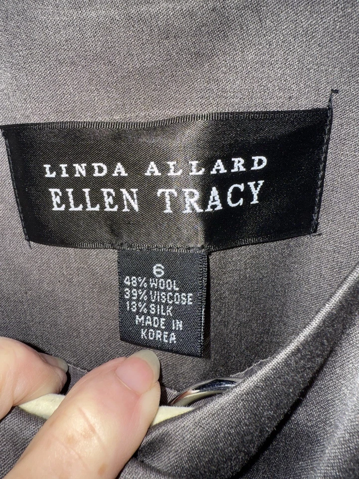 Traje para mujer de diseñador Linda Ballard Ellen Tracy talla 6 mezcla de lana Foto 4 de 4