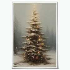Vintage Christmas Wall Art Winter Christmas Poster Neutral Wall Decor Suitabl...
