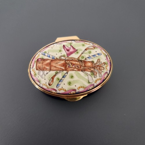 Staffordshire Emaille Pillendose Schmuckdose Golfschläger - Bild 2 von 7