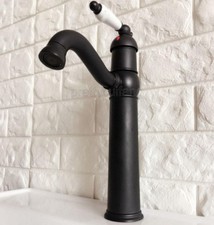 Black oil Antique Brass Swivel Bathroom Sink Faucet Mixer Basin Tap Pnf369