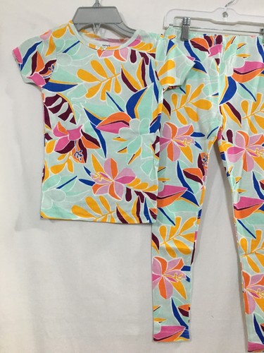New Carter's Girls Floral Pajama Set Snug fit White Pink Kids size 6,7,8 - Picture 2 of 4
