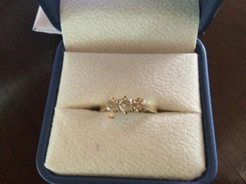 9ct Gold Brilliant Cut .50Ct TW Natural Diamond Trilogy Ring - Picture 2 of 8