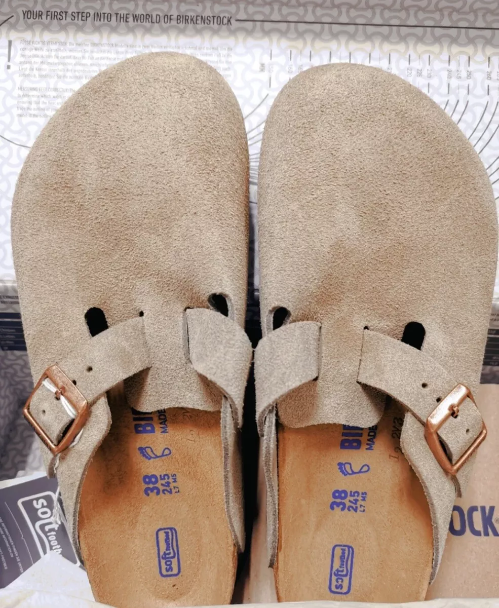 NEW Birkenstock Boston Suede Clogs, Soft Footbed, Wide (Taupe ) 39