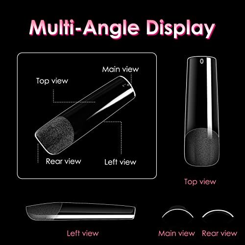 Long Straight Nails Tips,240PCS Full Cover 240PCS Half Matte 2XL Square Tips - Bild 2 von 7