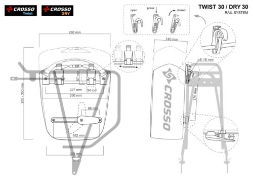 CROSSO bicycle panniers Dry 30 System Rail expedition bags 2 x 15L - Picture 2 of 18