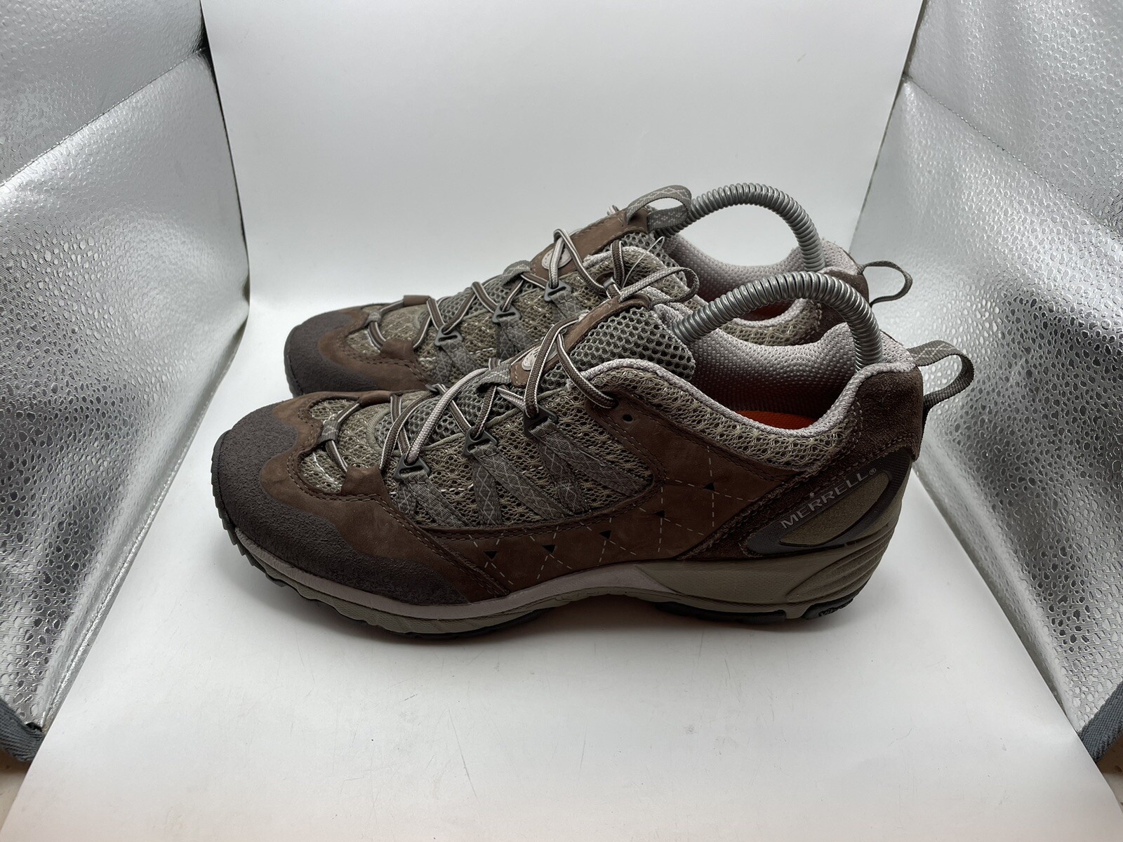 Nuovo con etichette! Scarpe da trekking impermeabili Merrell Avian ventilatore leggero marrone pelle 8 5