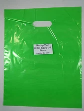 500 Qty. 12" x 15" Lime Glossy Low Density Merchandise Bag Retail Shopping Bags