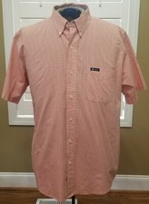 Chaps Mens sz XL Shirt Orange Gingham Plaid Button Front Casual Dress Long Slv