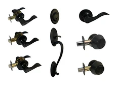 House Guard Black door handle knob lever Lock entrance privacy passage deadbolt