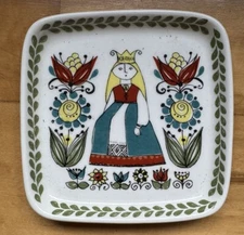 Vintage Figgjo Flint Saga Norwegian Norsk Wall Plate Lady In Flowers